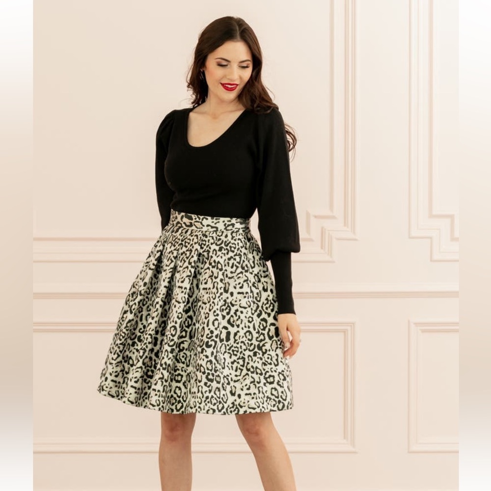 Rachel Parcell Metalic Leopard Skirt